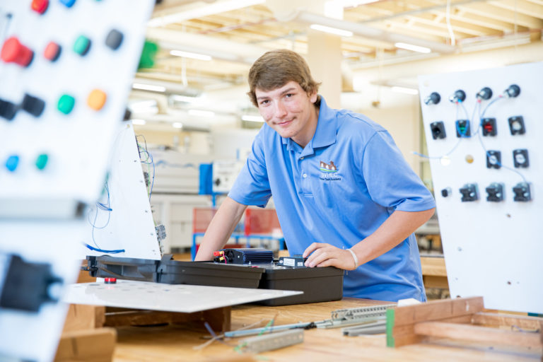 Jared Dawson in the CTA Mechatronics Lab